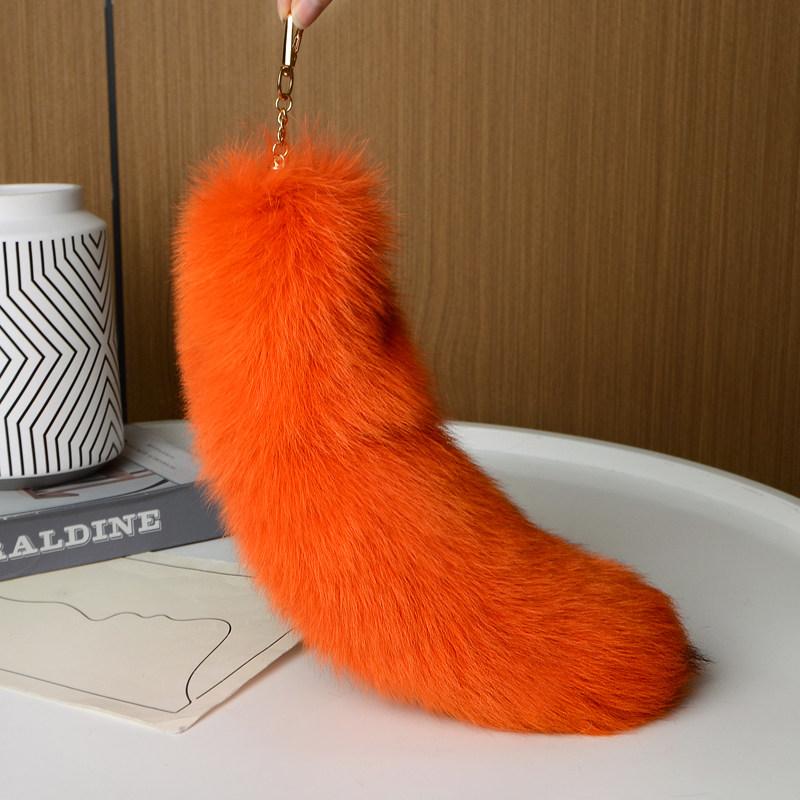 Echter Fuchsschwanz Schlüsselanhänger Wolfsschwanz Pelz Quaste Schönes Accessoire Länge 40 cm Autoschlüsselanhänger für Damen Ketten Geschenke