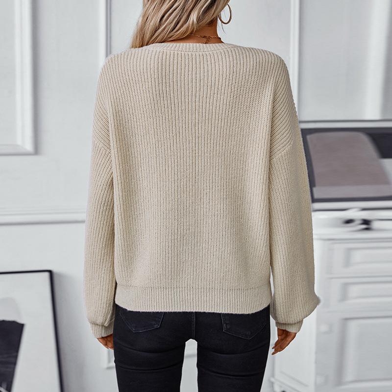 Women's Autumn And Winter New Casual Round Neck Long Sleeve Pullover Sweater Tops