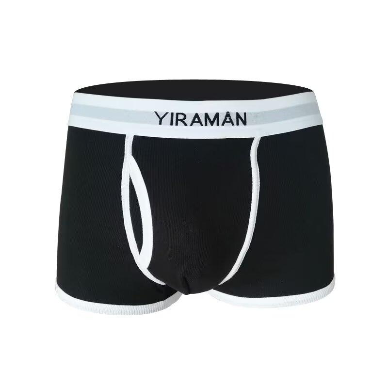 Men's Cotton Flat Corner Pants Ribbed Cotton Minimalist White Oversized Underwear High Elasticity Four Corner Underwear