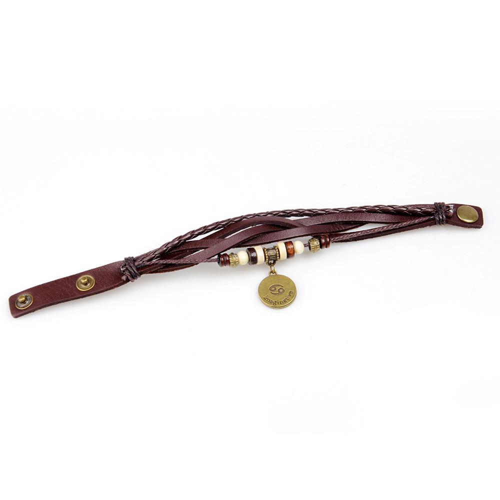Twelve Constellations Cowhide Bracelet: Popular Leather Bangle Jewelry