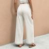 Women High Waist Drawstring Lace Trim Loose Casual Wide Leg Pants