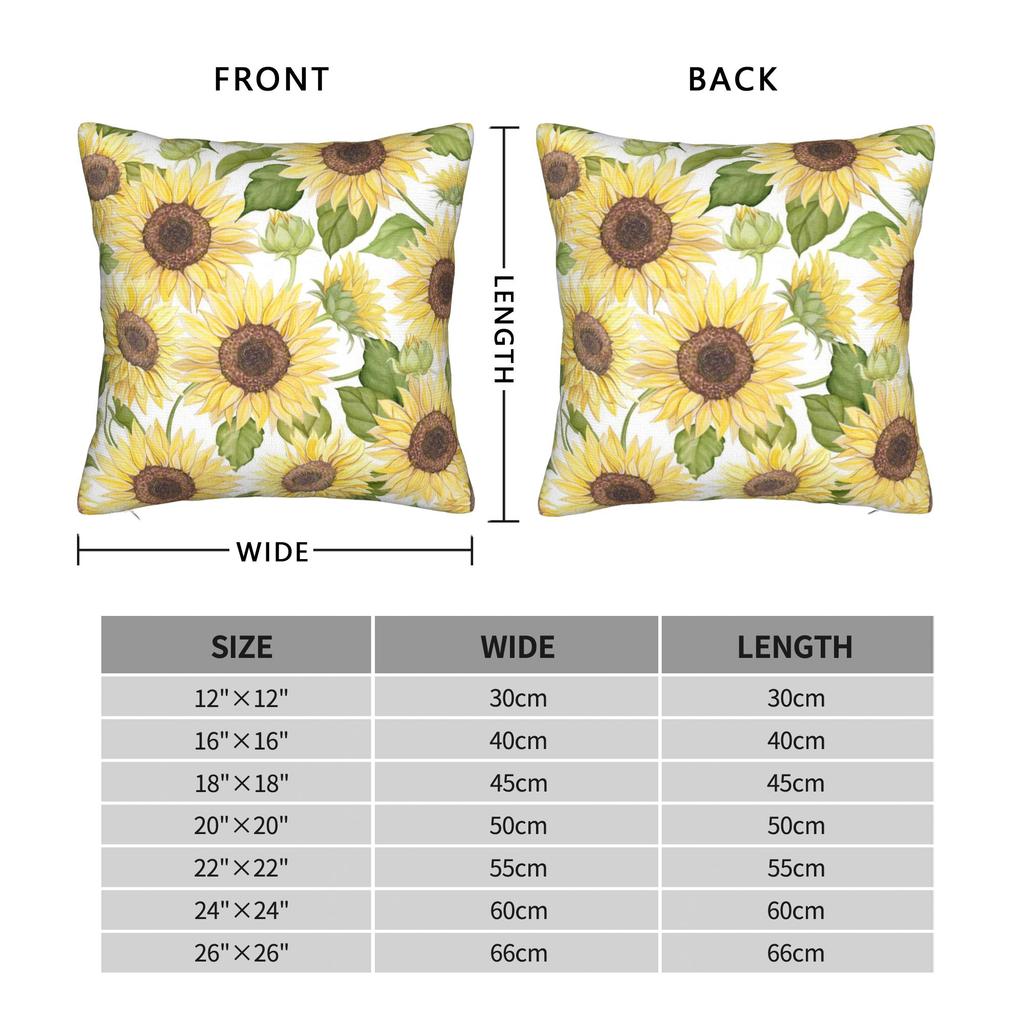 Rural Flowers Pillow Case Sunflower Comfy Pillow Cover For Sofa Car Home Decor Retro Trendy Pillowcases