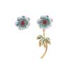 Retro diamond stud earrings irregular mini flower design Mori literary three-dimensional earrings enamel dripping oil court style