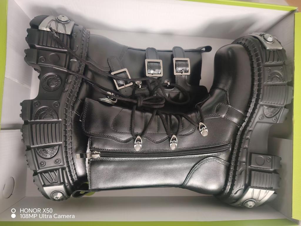 Retro Spanish Motorcycle  All-Match Platform Bootie Men's and Women's Same Heavy Metal Punk Boots