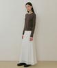 Lingseoul [Select Length] Lace Banding Skirt - Ivory (Midi/Long)