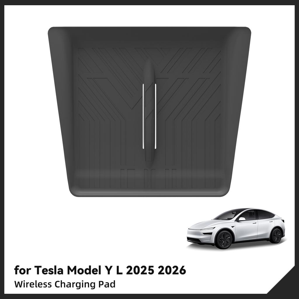 LUCKEASY for Tesla Model YL 2025 2026 Center Console Wireless Charging Anti-Slip Pad Silicone Phone Anti-Dirt Mat Accessories