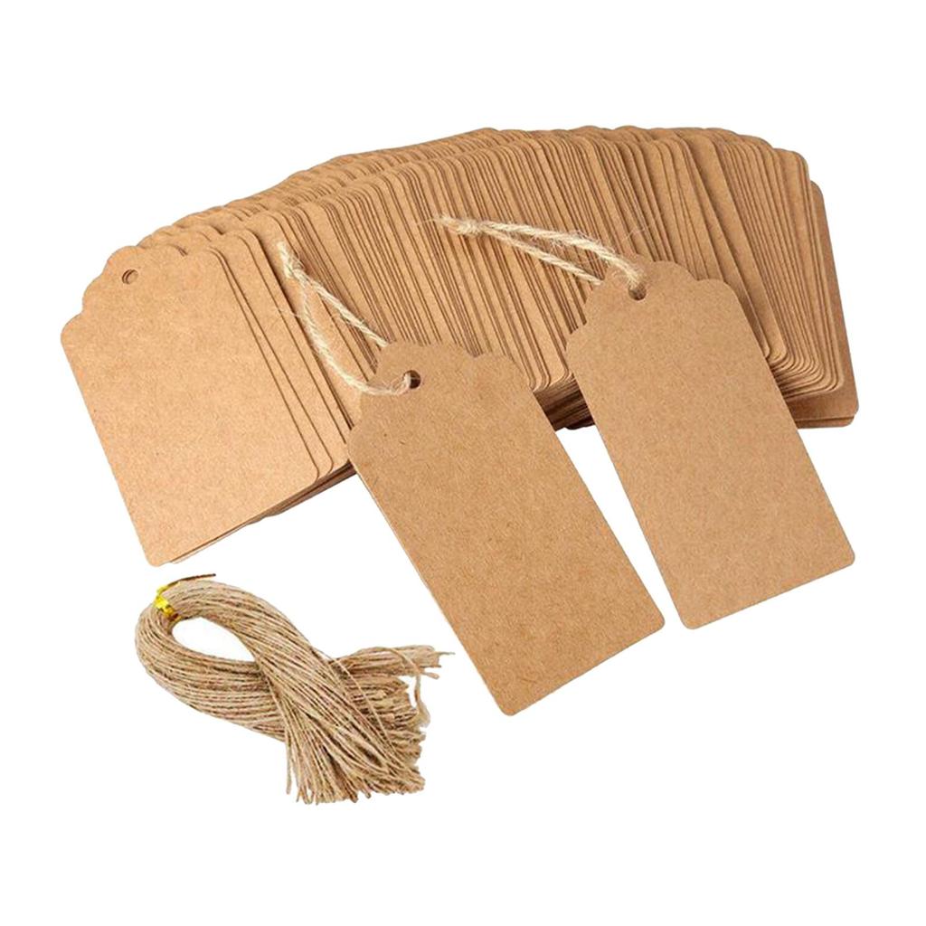 100 PCS Kraft Gift Tags Blank Label Paper Wedding Labels Birthday Luggage Tags