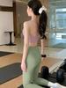 Women's Purple Yoga Set: Stylish Backless Pilates Tank with Chest Pads for Outdoor Wear, Perfect Fitness Apparel