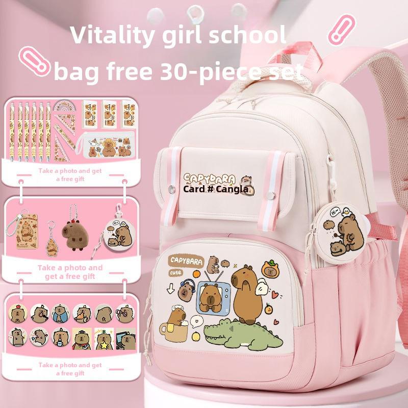 2024 Capybara Girls' Backpack: Stylish, Spacious & Perfect for Grades 1-6