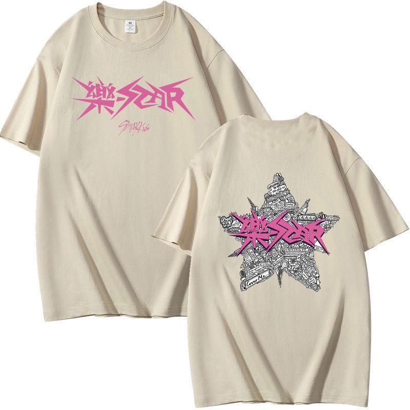 Stray Kids Hakimiyetli Baskılı Yazlık Kısa Kollu Tişört Pamuklu Bol