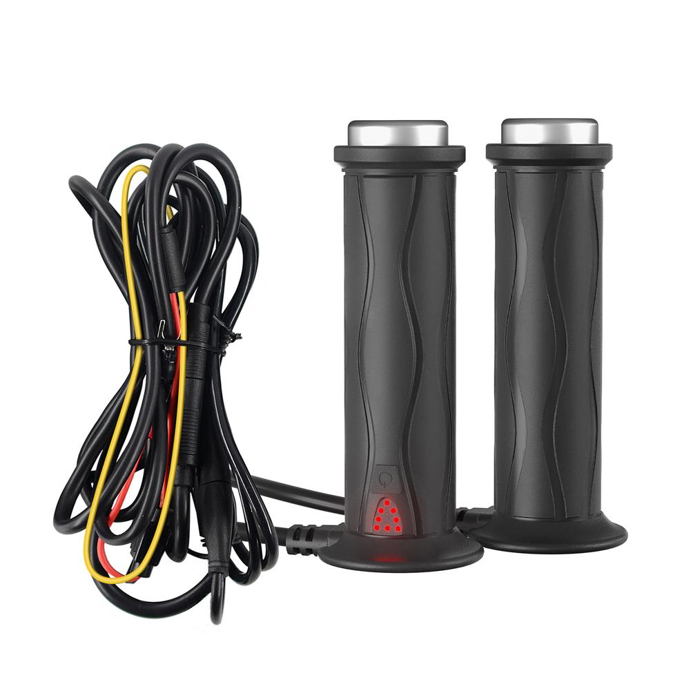 DC 12V Adjustable Hot Grip Handle Silicone Electric Molded Grips 5-Gear Motorcycle Heating Handlebar Motorcycle Parts for Winter
