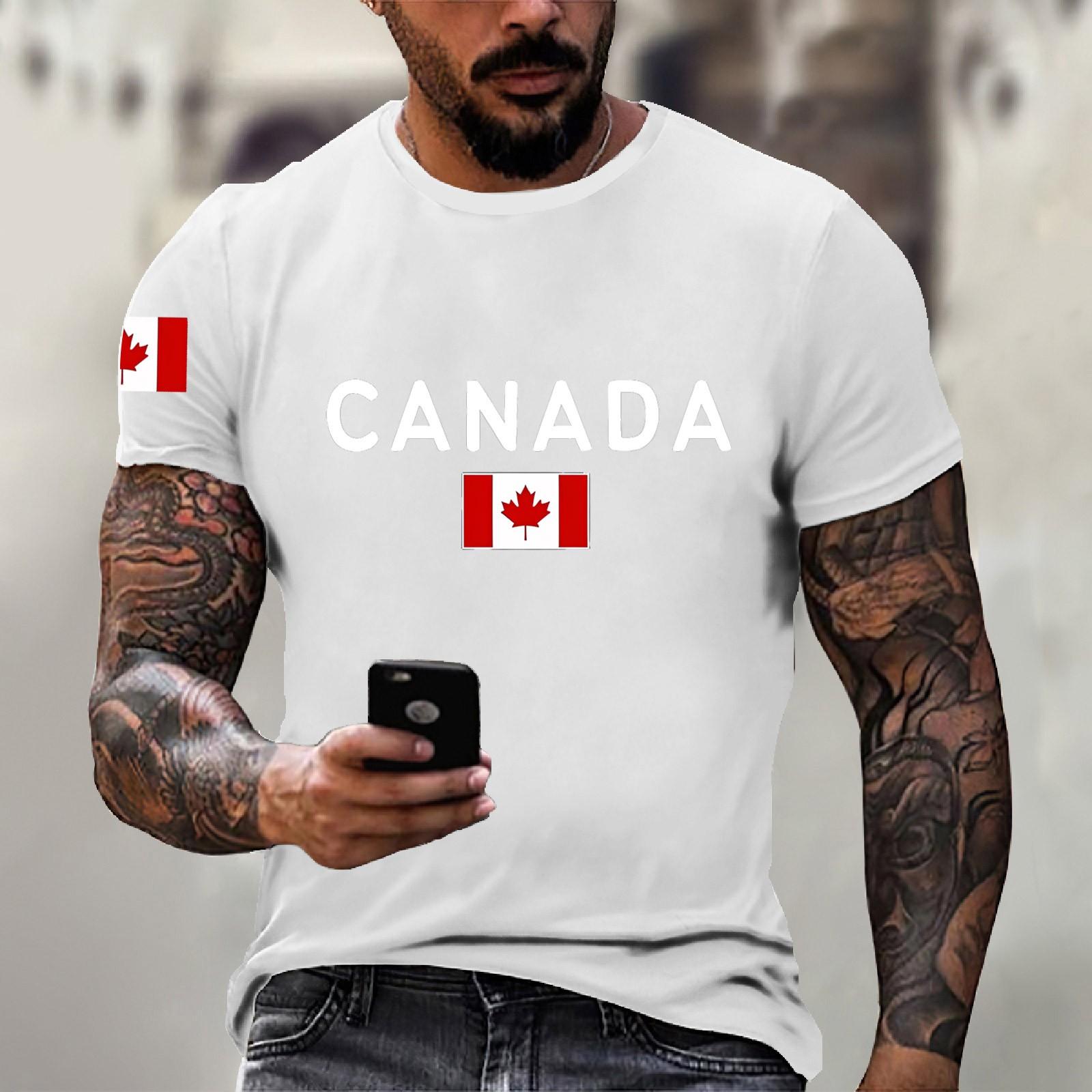 

Мужская канадская футболка с круглым вырезом и короткими рукавами XL белый