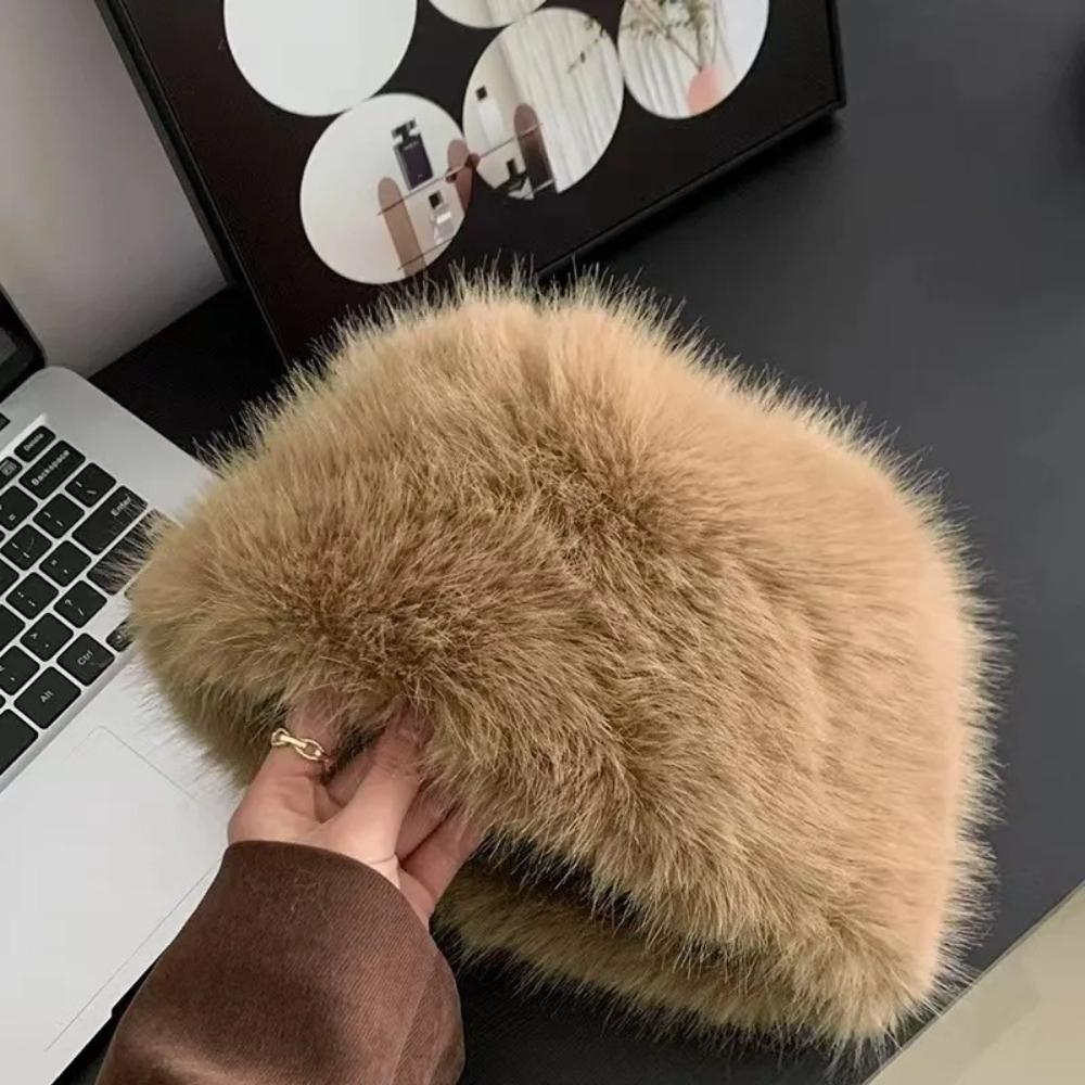 Podzimní a zimní nový dámský klobouk z imitace norkové kožešiny z lišky, dámský zesílený teplý plyšový kbelíkový klobouk