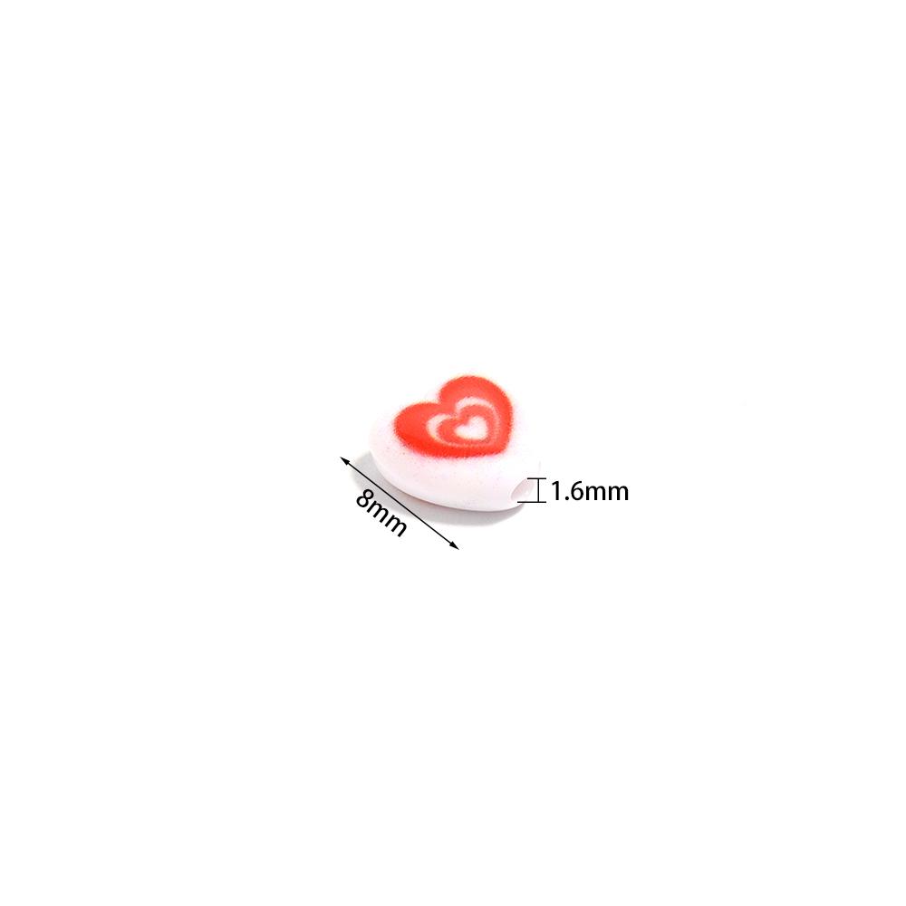100pcs/lot Acrylic Heart Beads Red Series 8mm Spacer Loose Love Bead for Jewelry Making DIY Necklace Bracelet Accessories