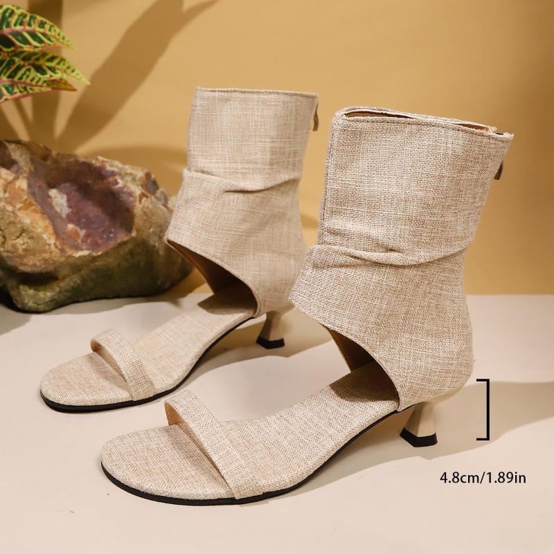 Fashion 2025Cool Boots Women's Summer New French Style Short Boots With Thin Heels and Exposed Toes High Heels