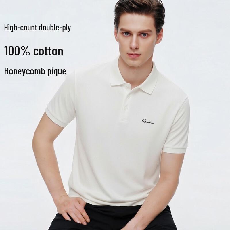 SHANSHAN Men s 100% Liquid Ammonia Cotton Short Sleeve Polo Shirt 4XL