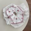 1pc Pure white lace large intestine loop, sweet and cute cherry square scarf, low ponytail tie, hair tie, hair accessory