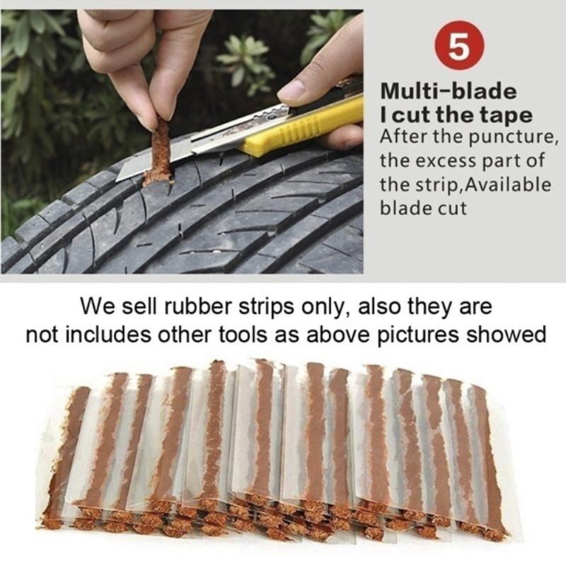 Durable Glue-Free Compact Tubeless Tyre Repair Kit Rubber Strips Plug Set for Car Motorcycle RV Trailer Emergency Fix
