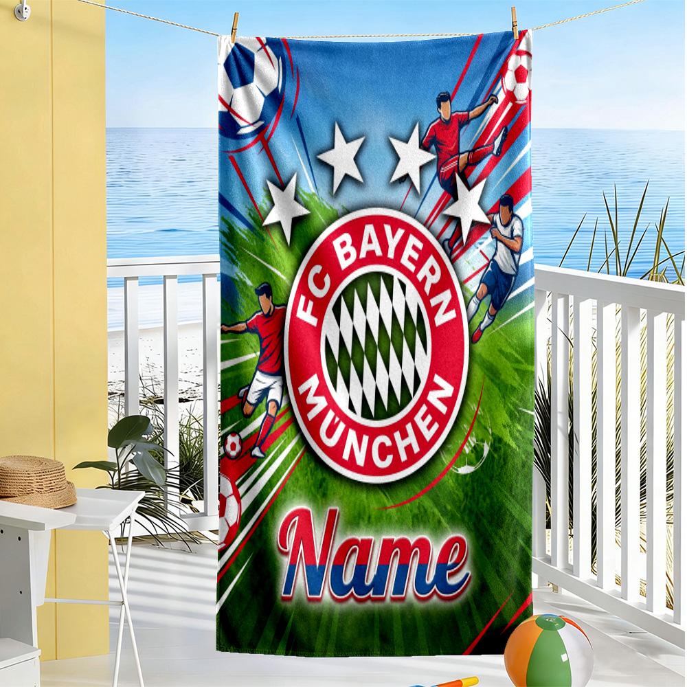 Bayern Munich Soccer Jersey Customized Name Beach Towel Soft Durable Quick-Dry Portable for SwimmingBeachCamping Travel Beach AccessoriesGym