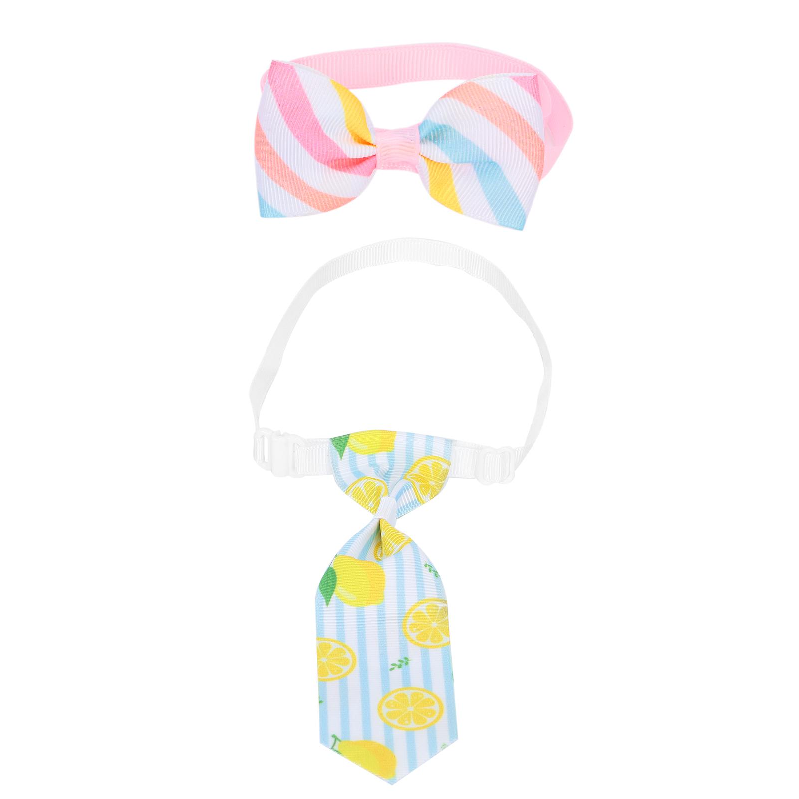Pet Bow Ties Set Light Pink Hawaii     Pet Bow Collar Set for Dogs Cats Decorations