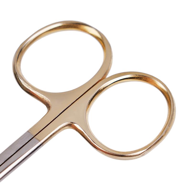 Dental Stainless Steel Medical Surgical Scissors Straight / Curved Tip Gold Plated Handle Animal Vet Scissors Haircut Scissors