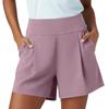Women High Waist Pleated Athletic Yoga Shorts with Pockets Relaxed Fit Sports Casual Lounge Shorts for Workout Running Walking