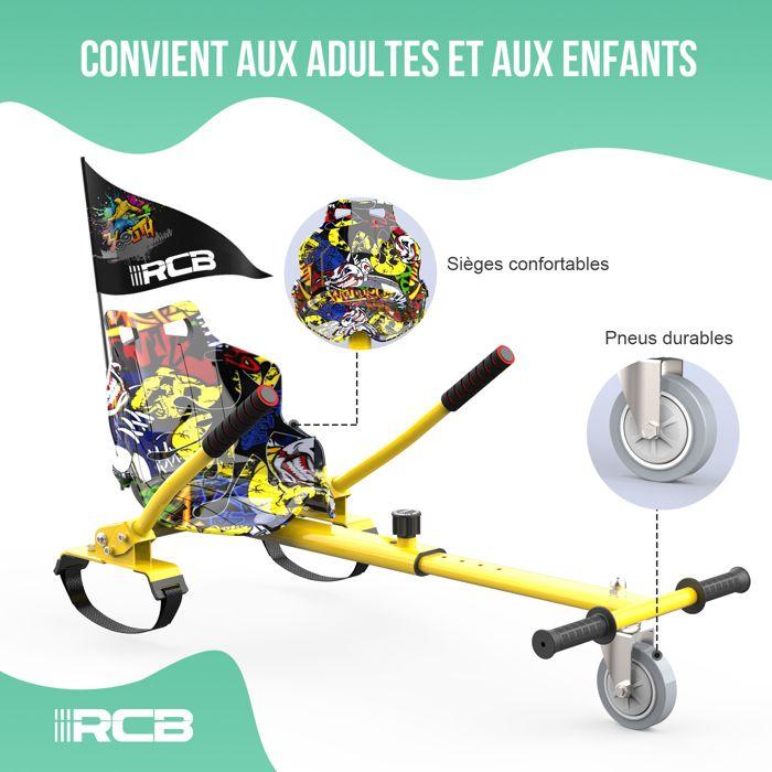 RCB Hoverkart Akcesorium do Żyroskopu Samobalansującego - Regulowane Siedzisko Kartingowe (20 kg Min-100 kg Maks) - Jaune
