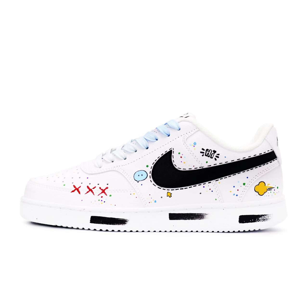 

Nike Court Vision 1 Slip-Resistant Cushioning Wear-Resistant Low-Top Skateboard Shoes Men s White Blue Black DH2987-101(team488-) 35.5