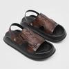 Fashion Stylish Mens Casual Leather Slippers Slip on Flats S  Fashion Beach Sandals Open-toe Outdoor Half Drag Leisure Walk Male Slides