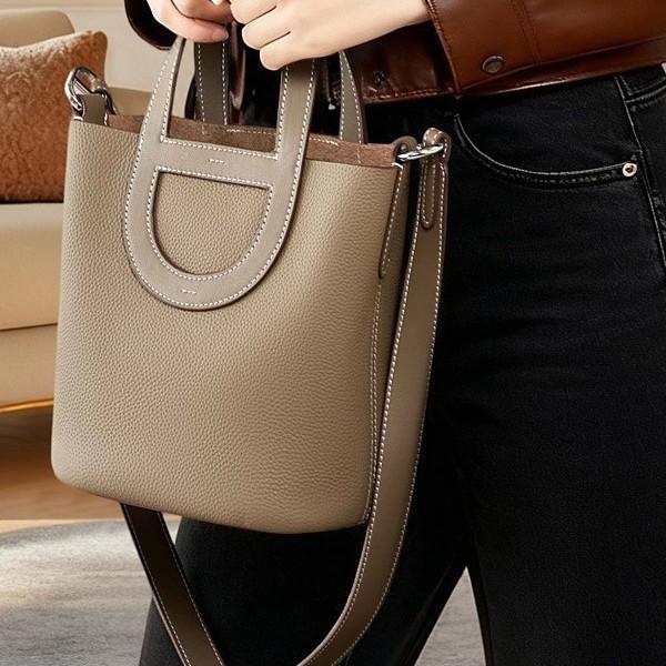 Top Layer Cowhide Pig Nose Bag 2025 New Versatile Handheld Basket Bag Genuine Leather Women's Bag Single Shoulder Crossbody Bag