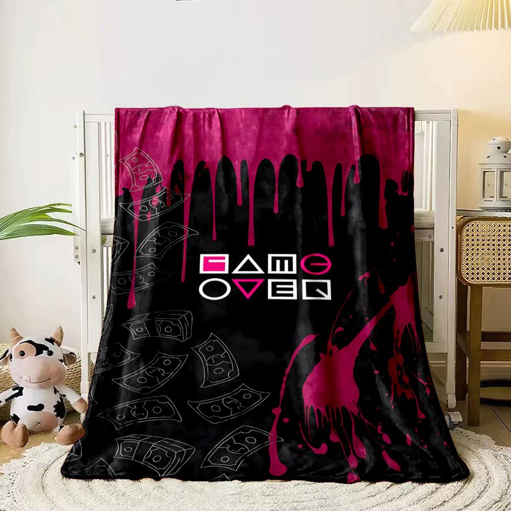 

Dripping magenta paint, floating dollar bill outlines, bold text design. for all seasons blanket lunch break throw gift 80cm x 120cm