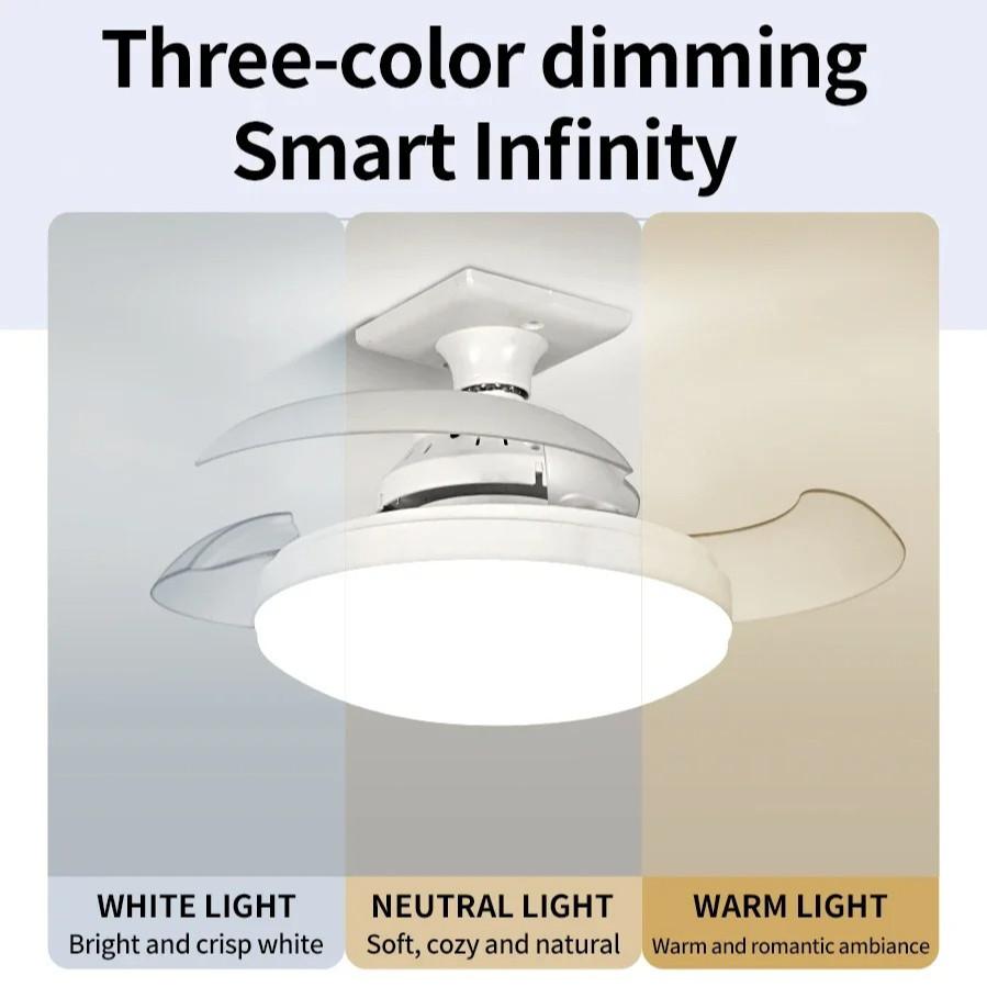 Multifunctional E27 Ceiling Fan Lamp Living Room Wind Speed Adjustable Smart Lighting Fixtures Invisible Fan Blade Fan Light