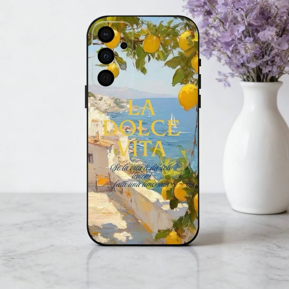

S-Seaside S-Scenery Wine L-Lemon phone Case For Samsung Galaxy A73,A72,A71,A70,A53,A52,A51,Others Soft Black Shell Samsung a51 4g