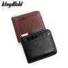 Men's Pebble Grain Patchwork Leather Wallet with Chain and Zipper Closure