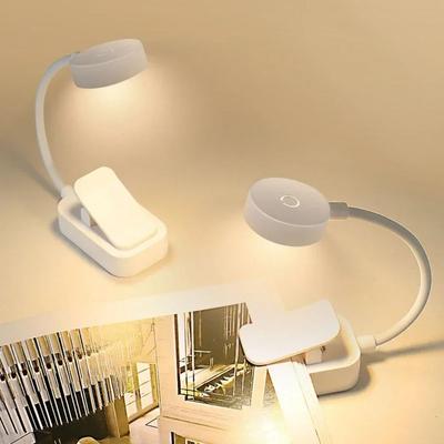 New Rechargeable Mini Clip Book Lamp Eye Protection Adjustable LED Night Light Dimmable Portable Reading Book Light Bedroom