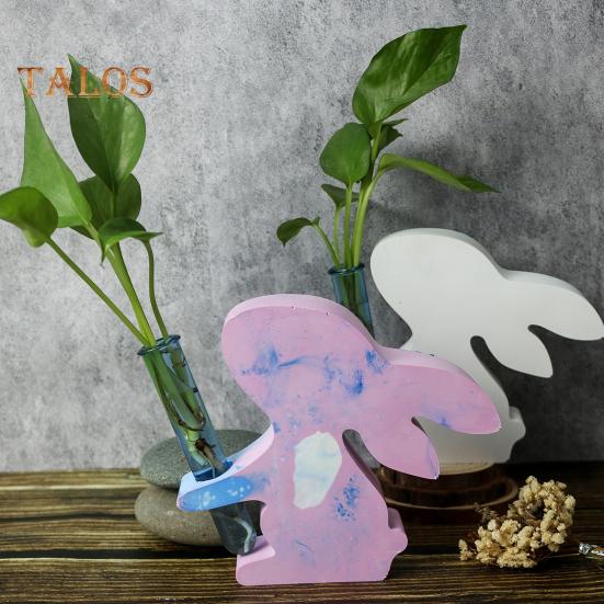 1 Set Bunny Flower Vase Mold with 3 Hydroponic Plants Test Tube DIY Easter Rabbit Plants Propagation Station Epoxy Resin Casting Silicone Mold