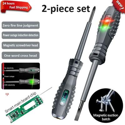 2pcs Word/Cross Electrician Screwdriver 12-220V Voltage Tester Pen AC/DC Induction Insulated Electricians Screwdriver Hand Tools