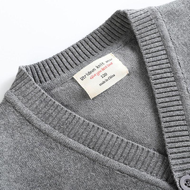 4-12 år Kid Strikket Cardigan Coat Vinter V-hals Knapp Genser
