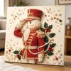 Handmade Framed Pearl Painting Set with Elegant Christmas Nutcracker Design 5D Shiny Bead Art Canvas Creative DIY Craft for Wall Room Decor