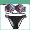 Retro Summer Beach Striped Print Swimwear With Premium Quality Fabric And Timeless Design