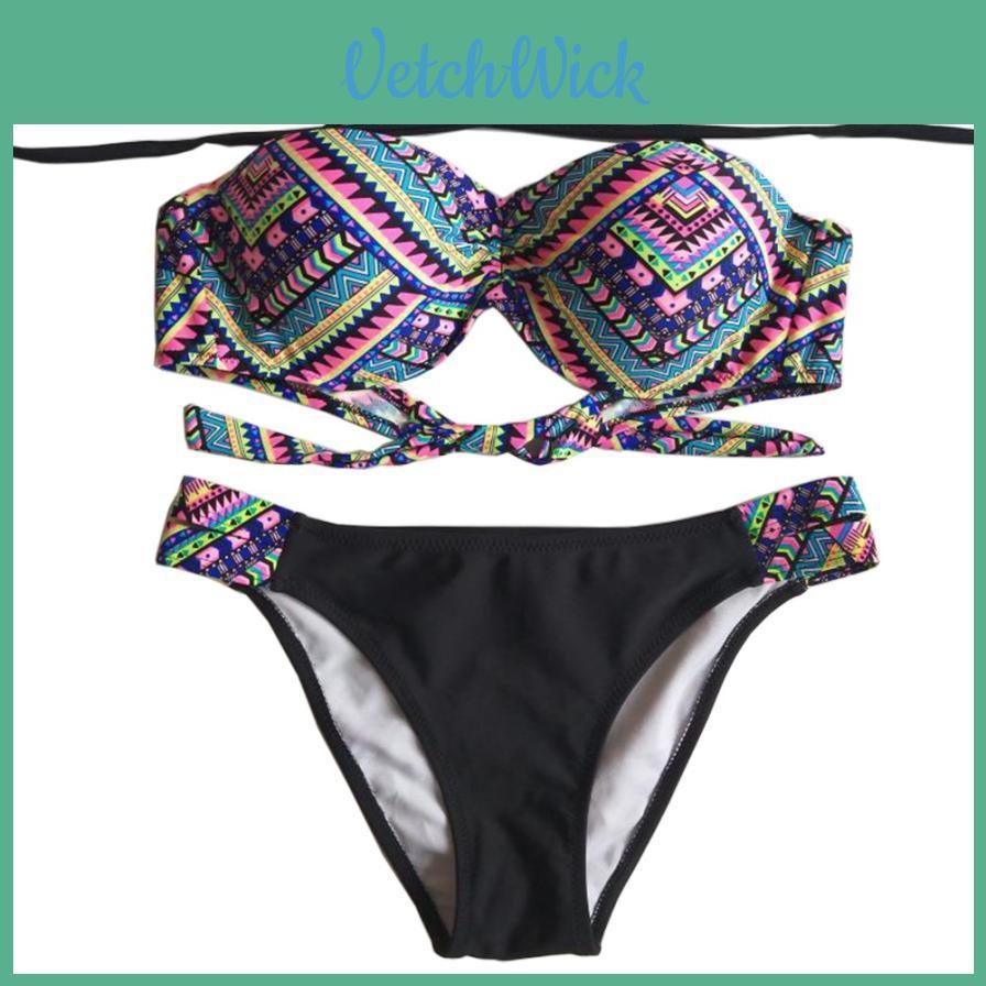 Retro Summer Beach Striped Print Swimwear With Premium Quality Fabric And Timeless Design