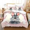 Cartoon Rabbit Duvet Cover Set Funny Animals 3D Print Bedding Set For Kids Teens Bedroom Decor Comforter Cover With Pillowcases