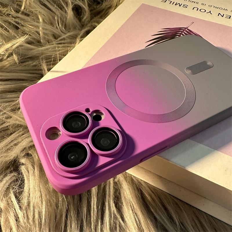 Silicone Gradient Phone Case For iPhone 17 Pro Max 13 12 Mini 11 16 Pro 15 14 Plus Air For Magsafe Magnetic Protect Cover