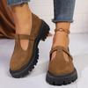 2025 Round Toe Platform Mary Jane Shoes Women British Style Thick Bottom Pu Leather Shoes Woman Comfort T Strap Loafers Size 42