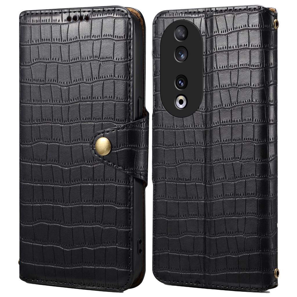 Wallet Phone Cover for Honor 90 Leather Case with Folding Stand Crocodile Texture