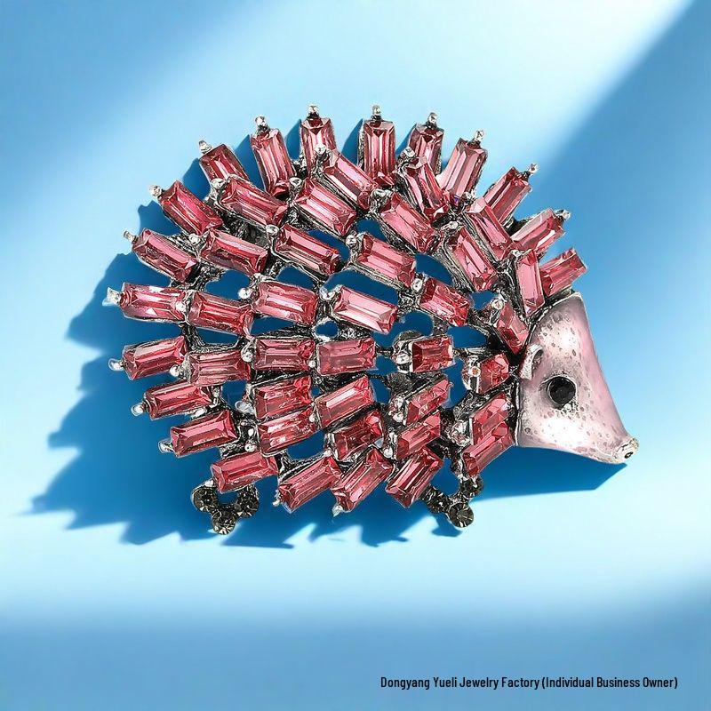 Crystal Hedgehog Brooch: Elegant Animal Corsage Pin for Women's Suit or Cardigan