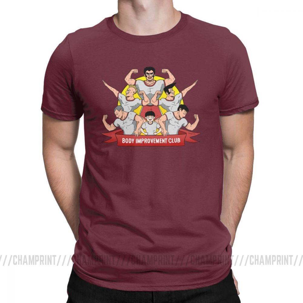 Men S T Shirt Mob Psycho 100 Body Improvement Club Humor 100 Cotton Tees Short Sleeve 4XL