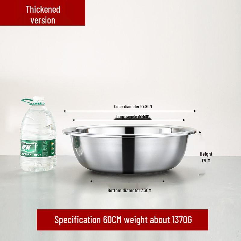 Stainless Steel Basin, Large/Extra-Large: Ideal for Washing Vegetables, Mixing Dough, or Bathing.