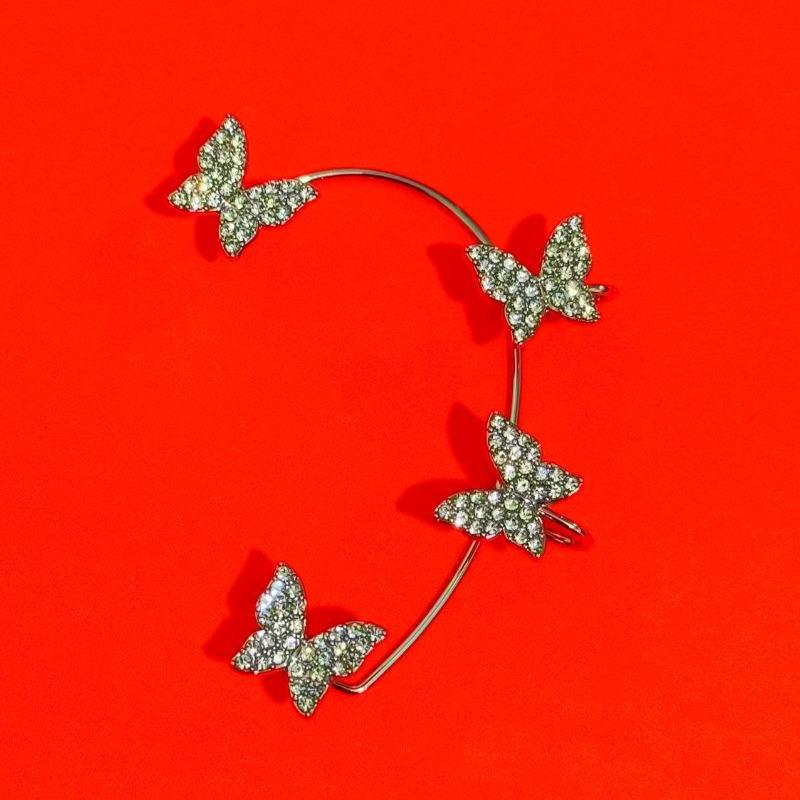 1Pcs Korean Fashion Rhinestone Butterfly Ear Clips Without Piercing for Women Girls Sparkling Zircon Ear Cuff Clip Earrings Wedding Jewelry Gifts