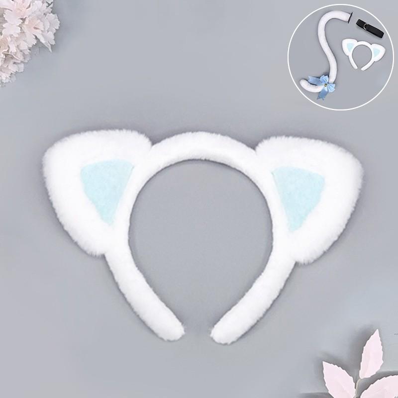 Handmade Plush Cat Ear Headband Tail Set Adult Cosplay Lolita Kawaii Anime Costume Accessory